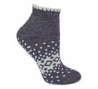 Sock Snob - Ladies/Womens Thermal Low Cut Wool Non Slip Ankle Slipper Socks (4-8, Charcoal)