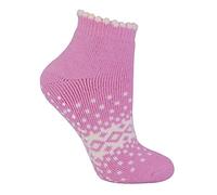 Sock Snob - Ladies/Womens Thermal Low Cut Wool Non Slip Ankle Slipper Socks (4-8, Pink)