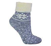Sock Snob Ladies Wool Bed Socks with Fairisle Design Thermal Lounge Socks for Winter