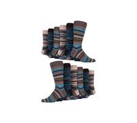 Sock Snob Men's 12 Pair Colourful Cotton Striped Patterned Dress Socks in Brown | Size: 6-11 Sock Snob Brown 6-11