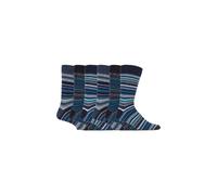 Sock Snob Men's 6 Pack Colourful Striped Patterned Dress Cotton Socks in 7 Styles in Blue | Size: 6-11 Sock Snob Blue 6-11