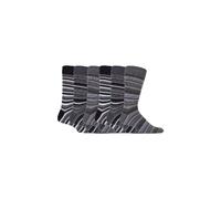 Sock Snob Men's 6 Pack Colourful Striped Patterned Dress Cotton Socks in 7 Styles in Grey | Size: 6-11 Sock Snob Grey 6-11