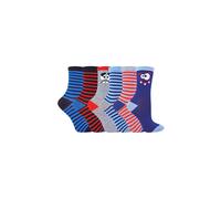 Sock Snob Men's 6 Pack Funky Patterned Novelty Crew Socks in Mid Blue | Size: 9-12 Sock Snob Mid Blue 9-12