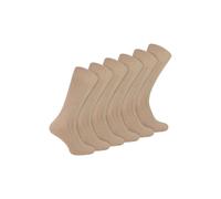 Sock Snob Men's 6 Pairs Plain Coloured Cotton Rich Ribbed Dress Socks in Beige | Size: 6-11 Sock Snob Beige 6-11