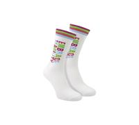Sock Snob Men's Mencap Novelty Cotton Socks | Colourful Striped Slogan Fun Gift in White | Size: 6-11 Sock Snob White 6-11