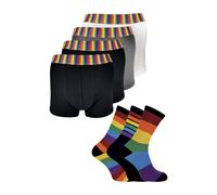 Sock Snob Men's Mens 3 Pack Rainbow Socks & 4 Pack Boxers Set | Size: Large Sock Snob Multicolor L