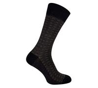 Sock Snob - Mens Patterned Design Formal Bamboo Dress Socks (6-11 UK, Brown Black Gingham Check)