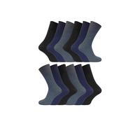 12 Pair Multipack Mens 100% Cotton Diabetic Friendly Socks | Sock Snob | Ribbed Non Elastic Loose Wide Top Socks (6-11, TSFD02)