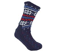 Sock Snob Mens Winter Warm Christmas Bootie Socks | Fairisle Pattern | For Cold Weather (7-11, Navy Fairisle)