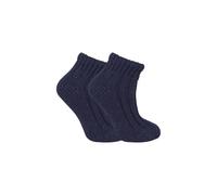 Sock Snob Women's 1 Pack Chunky Ribbed Low Cut Wool Blend Ankle Socks in Navy | Size: 4-8 Sock Snob Navy 4-8