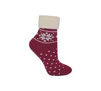 Sock Snob Women's 1 Pack Soft Warm Wool Bed Socks with Fairisle Design in Burgundy | Size: 4-8 Sock Snob Burgundy 4-8