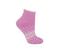 Sock Snob Women's 1 Pack Thermal Low Cut Wool Non Slip Ankle Slipper Socks in Pink | Size: 4-8 Sock Snob Pink 4-8