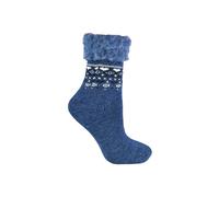 Sock Snob Women's 1 Pack Turn Over Top Warm Nordic Bed Socks for Winter in Blue | Size: 4-8 Sock Snob Blue 4-8