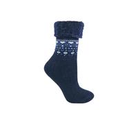 Sock Snob Women's 1 Pack Turn Over Top Warm Nordic Bed Socks for Winter in Dark Blue | Size: 4-8 Sock Snob Dark Blue 4-8