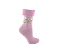 Sock Snob Women's 1 Pack Turn Over Top Warm Nordic Bed Socks for Winter in Pale Pink | Size: 4-8 Sock Snob Pale Pink 4-8