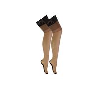Sock Snob Women's 2 Pack Seamed Stockings with Lace Top in Nude | Size: Medium Sock Snob Nude M
