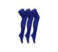 3 Pair Coloured Opaque 80 Denier Plain Block Colour Tights Sock Snob Cobalt XL