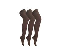 Sock Snob Women's 3 Pair Coloured Opaque 80 Denier Plain Block Colour Tights in Brown | Size: XL Sock Snob Brown XL