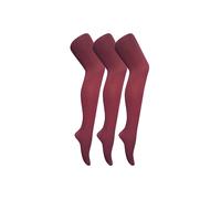 3 Pair Coloured Opaque 80 Denier Plain Block Colour Tights Sock Snob Burgundy XL