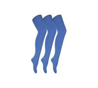 Sock Snob Women's 3 Pair Coloured Opaque 80 Denier Plain Block Colour Tights in Dark Blue | Size: Large Sock Snob Dark Blue L