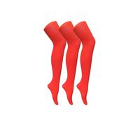 Sock Snob Women's 3 Pair Coloured Opaque 80 Denier Plain Block Colour Tights in Light Red | Size: Large Sock Snob Light Red L