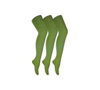 Sock Snob Women's 3 Pair Coloured Opaque 80 Denier Plain Block Colour Tights in Lime | Size: Large Sock Snob Lime L