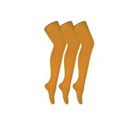 3 Pair Coloured Opaque 80 Denier Plain Block Colour Tights Sock Snob Mustard XL