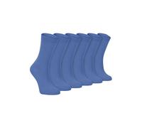 Sock Snob Women's 6 Pairs Plain Cotton Rich Dress Socks in Blue | Size: 4-7 Sock Snob Blue 4-7