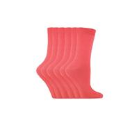 Sock Snob Women's 6 Pairs Plain Cotton Rich Dress Socks in Pink | Size: 4-7 Sock Snob Pink 4-7