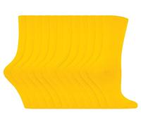 Sock Snob Womens Plain Cotton Rich Socks | 12 Pair Multipack Thin Comfy Colourful Crew Ankle Socks for Ladies (4-8, Yellow)