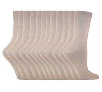 Sock Snob Womens Plain Cotton Rich Socks | 12 Pair Multipack Thin Comfy Colourful Crew Ankle Socks for Ladies (4-8, Beige)