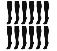 Sock Stack 12 Pairs Girls Knee High School Socks Cotton Rich Long Sock Uniform Back to School Party Wear, 9-12 Black