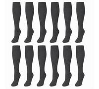Sock Stack 12 Pairs Girls Knee High School Socks Cotton Rich Long Sock Uniform Back to School Party Wear, 12/3 Grey