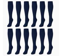 Sock Stack 12 Pairs Girls Knee High School Socks Cotton Rich Long Sock Uniform Back to School Party Wear, 9-12 Navy