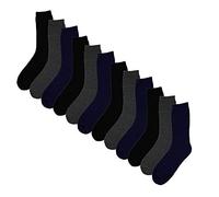 Sock Stack 12 Pairs Of Men's Boot Thermal Hike Socks Premium Anti Blister Padded Sole Work Sock UK Size 6-11, Thermal Black/Navy/Grey