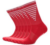 Sock Stack 3 Pairs Football Grip Socks Anti Slip Sports Sock For Men Football Gym Yoga Running Trekking Hiking, 6/8 Red