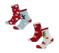 Sock Stack 4 Pairs Of Cosy Christmas Slipper Socks For Ladies Xmas Non Skid Gripper Sock Winter Stocking Filler Women Gift, 4-7