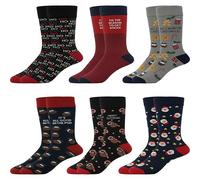 Sock Stack 6 Pack Men’s Christmas Socks Festive Gift Set Novelty Xmas Sock for Men, Santa, Pudding & Gingerbread Holiday Stocking Fillers UK Size 6-11