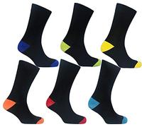Sock Stack 6 Pack Mens Socks Luxury Cotton Rich Sock Smart Breathable Designer Stripe Argyle Plain Black Casual Wear UK 6-11, Black/Multi