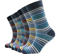 Sock Stack 6 Pairs Mens Gentle Socks Soft Top Cotton Non Elastic Diabetic Loose Grip Sock Size 6-11, Stripes