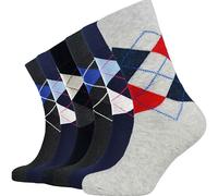 Sock Stack 6 Pairs Mens Gentle Socks Soft Top Cotton Non Elastic Diabetic Loose Grip Sock Size 6-11, Argyle
