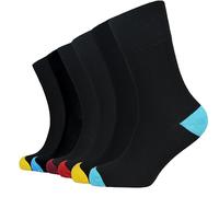 Sock Stack 6 Pairs Mens Gentle Socks Soft Top Cotton Non Elastic Diabetic Loose Grip Sock Size 6-11, Black Multi