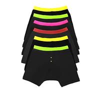 Sock Stack Mens Boxer Short Black Neon Waitsband Boxers Plain Cotton Stretch Boxershorts Underwear, Large
