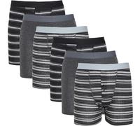 Sock Stack Mens Boxer Short Striped Boxers Cotton Stretch Boxershorts Underwear For Men 6 Pairs, Black Stripe-Large MB010