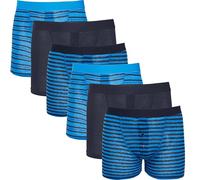Sock Stack Mens Boxer Short Striped Boxers Cotton Stretch Boxershorts Underwear For Men 6 Pairs, Blue Stripe-Large MB010