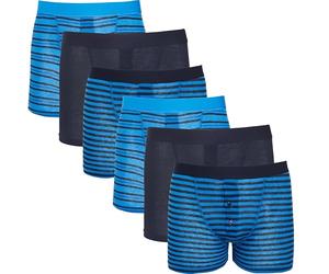 Sock Stack Mens Boxer Short Striped Boxers Cotton Stretch Boxershorts Underwear For Men 6 Pairs, Blue Stripe-XX Large MB010