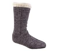 Sock Stack Men's Chunky Lounge Slipper Socks Cosy Non-Skid Thermal Gripper Sock Winter Gift For Him, B45, Grey