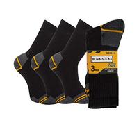 Sock Stack Mens Heavy Duty Work Socks Black Safety Steel Toe Plain Boot Sock Workwear UK Size 6-11, Pack Of 12, Black