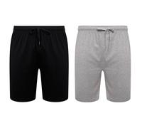 Sock Stack Mens Lounge Shorts Pyjama Jersey PJ Short for Men Organic 60% Cotton Rich Pajama Pack of 2, Black/Grey Large
