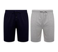 Sock Stack Mens Lounge Shorts Pyjama Jersey PJ Short for Men Organic 60% Cotton Rich Pajama Pack of 2, Navy/Grey X Large